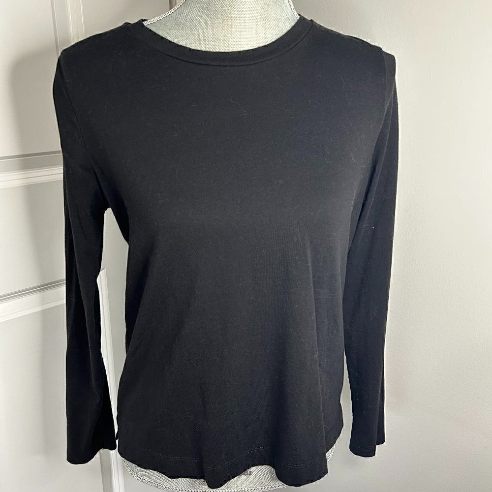 Loft Black Long Sleeve Crewneck Size M EUC